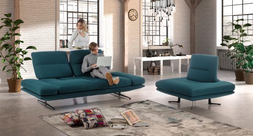wellington divano lineare con pouf petrolio