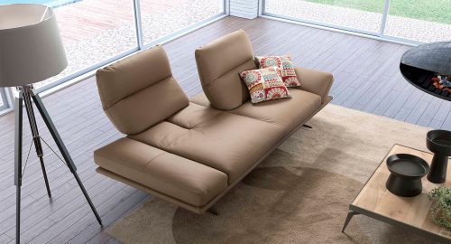 wellington divano lineare in pelle beige