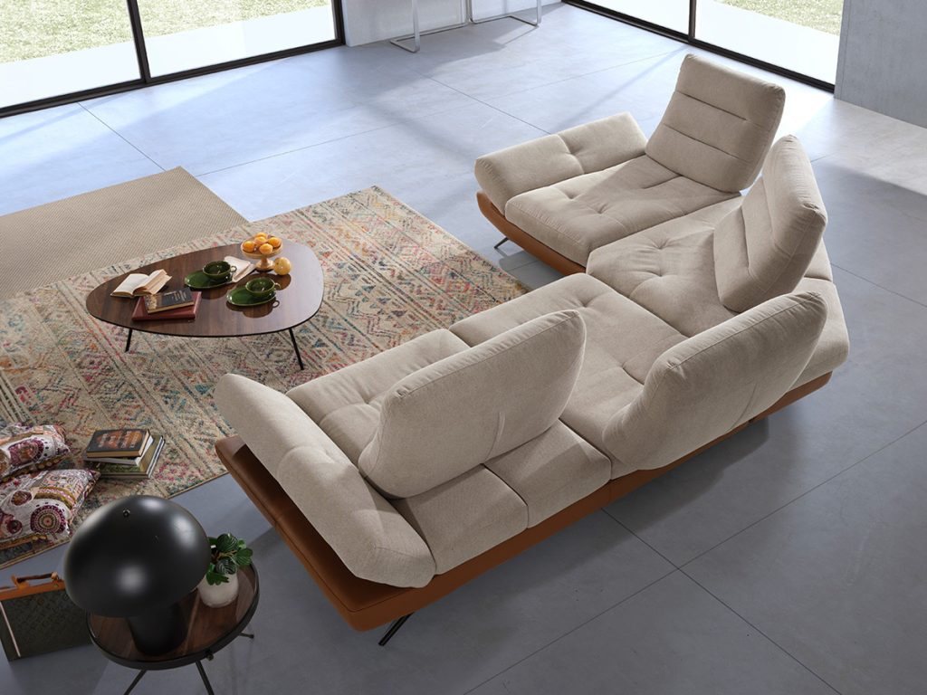 Altea divano angolare bicolore beige e marrone