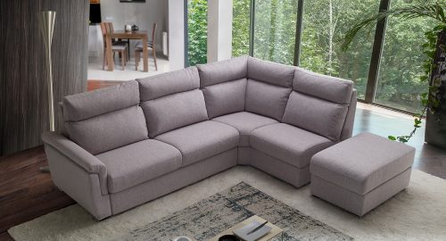 adrian divano angolare grigio con pouf