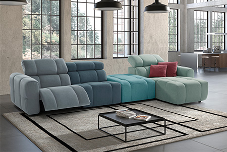 Bubble Divano angolare 5 posti con chaise longue multicolor