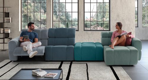Bubble Divano angolare 5 posti con chaise longue multicolor