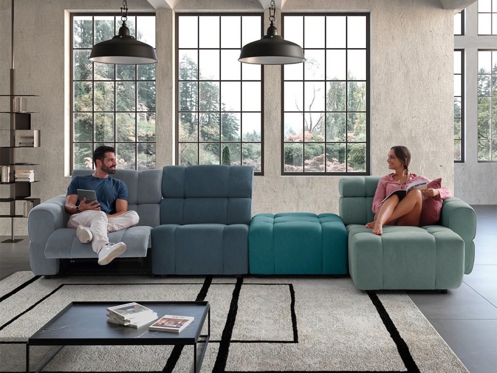 Bubble Divano angolare 5 posti con chaise longue multicolor