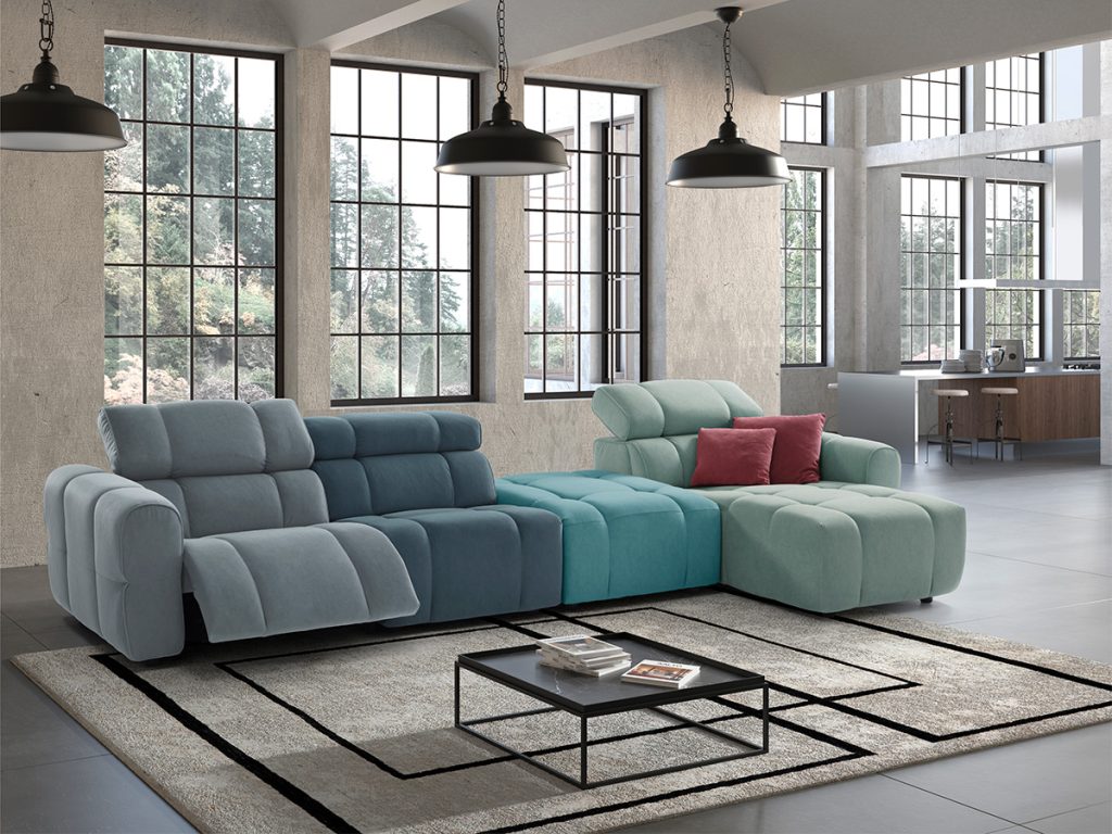 Bubble Divano angolare 5 posti con chaise longue multicolor