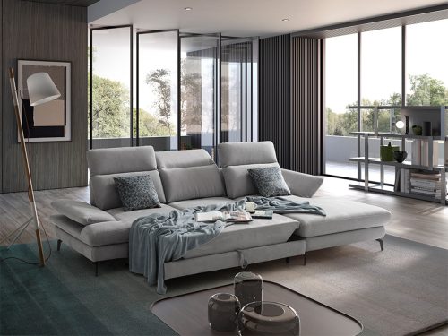 Dakota Divano con chaise longue grigio