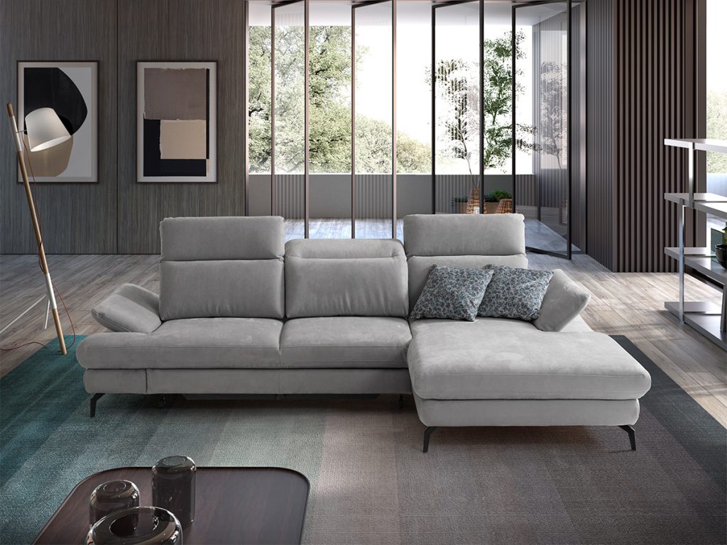 Dakota Divano con chaise longue grigio