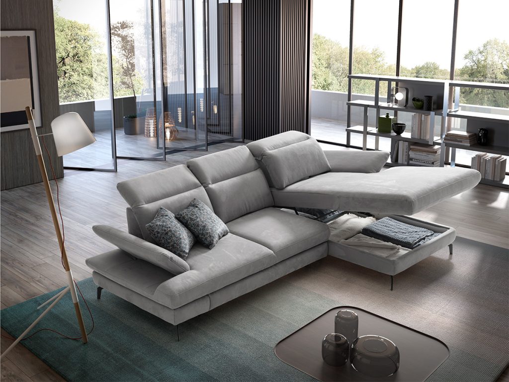 Dakota Divano con chaise longue grigio