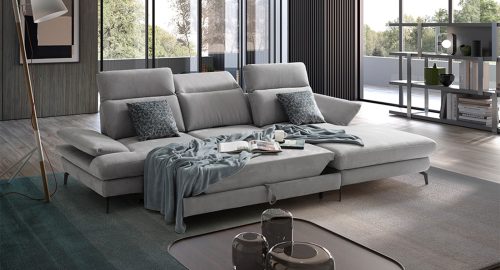 Dakota Divano con chaise longue grigio