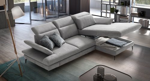 Dakota Divano con chaise longue grigio