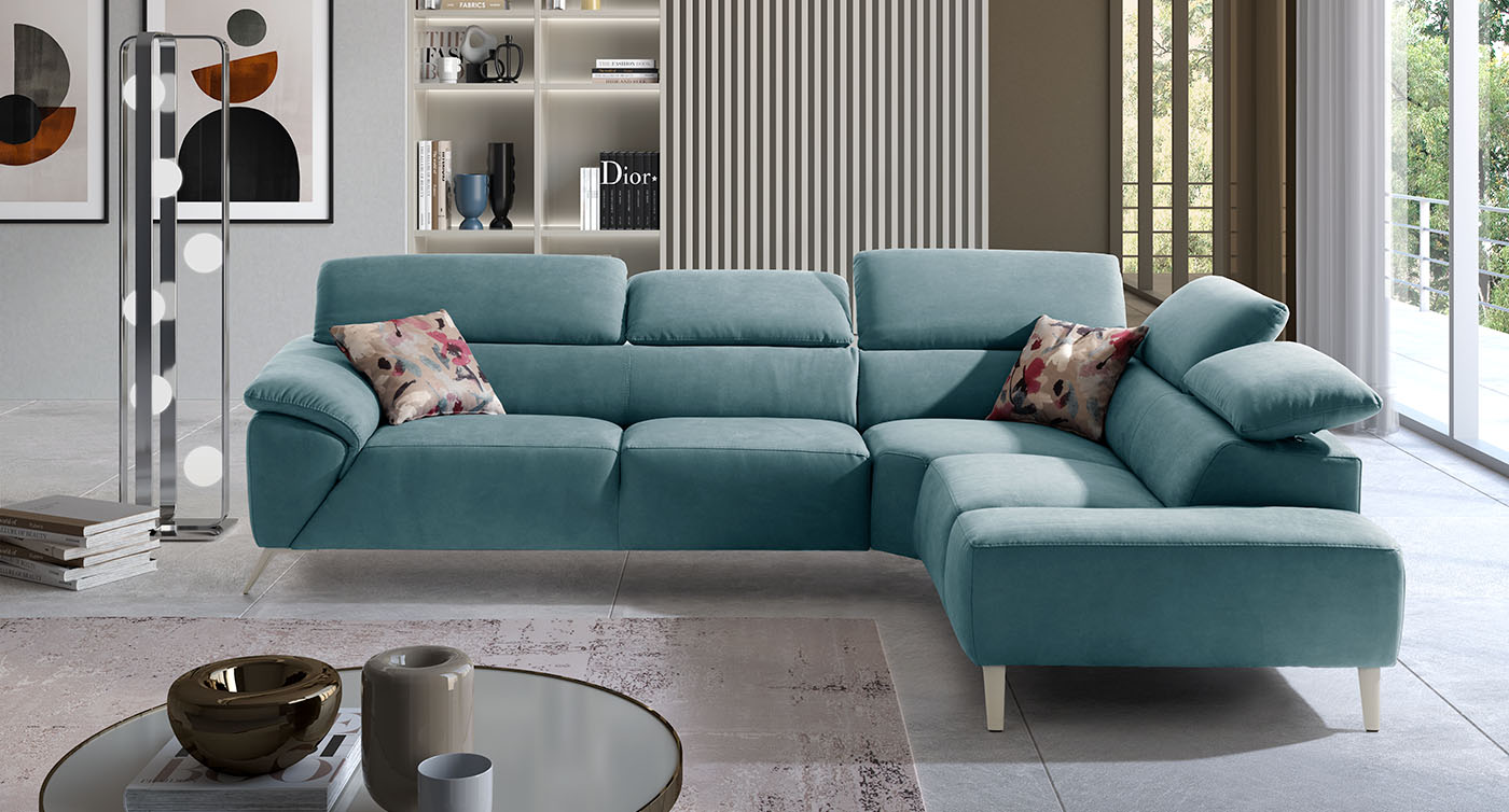 Trend divano angolare azzurro