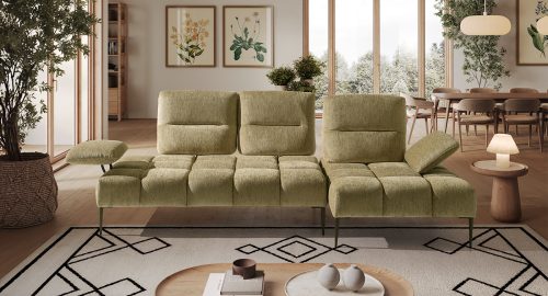 chanelle divano angolare con chaise longue verde