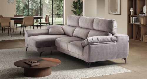 Divano angolare con 2 sedute scorrevoli e chaise longue contenitore scorrevole grigio