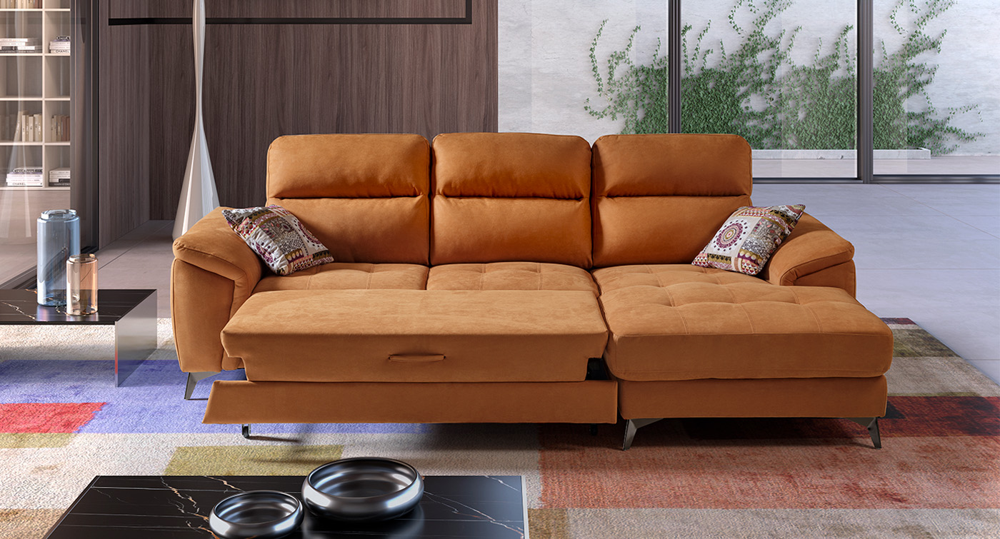 colorado divano chaise longue maxi seduta arancione