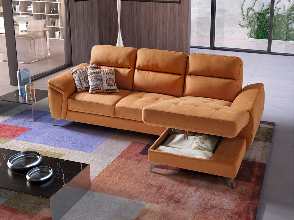 colorado divano chaise longue maxi seduta arancione