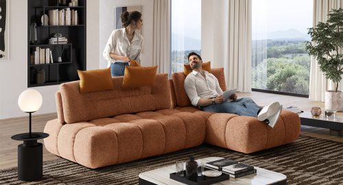 nuvola divano modulare con chaise longue arancione