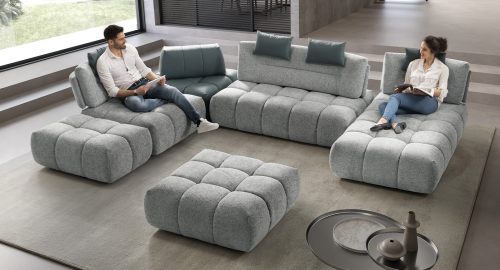 divano modulare 7 posti maxi con pouf menta