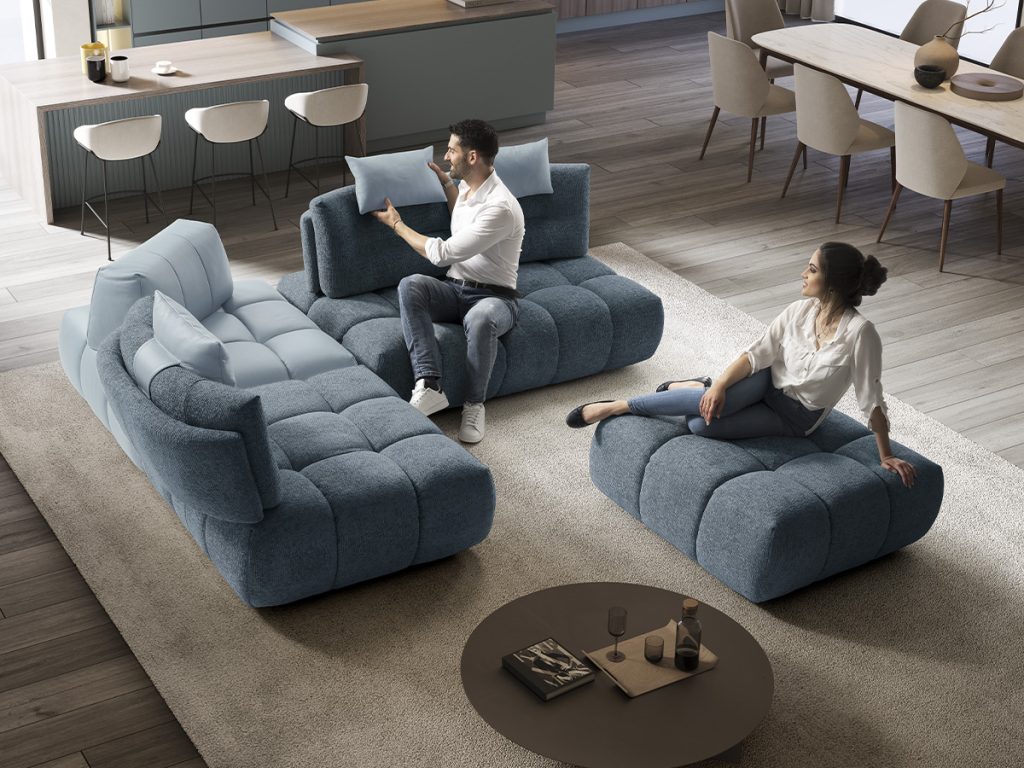 divano nuvola modulare 5 posti maxi blu