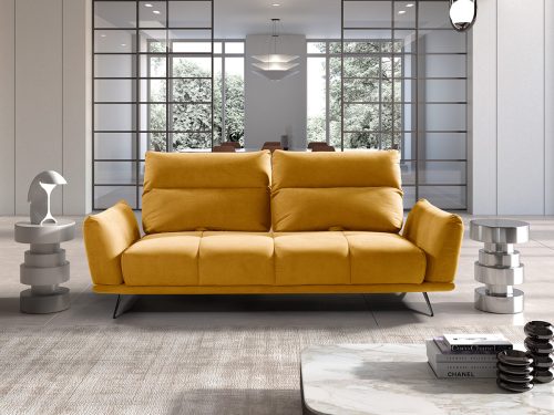 piuma divano lineare giallo