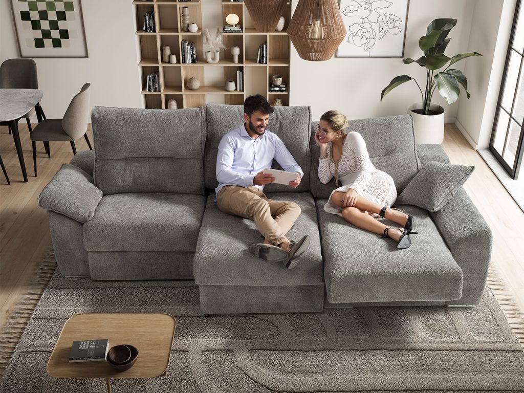 malibu divano angolare con chaise longue grigio