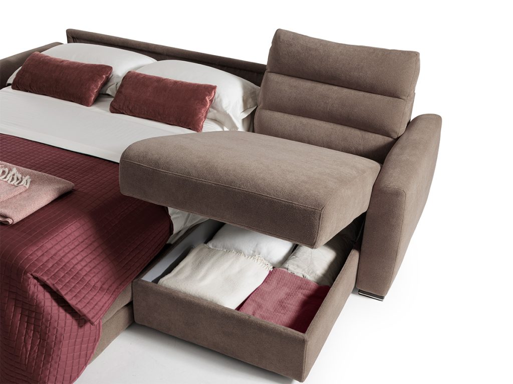 summer divano letto con chaise longue marrone