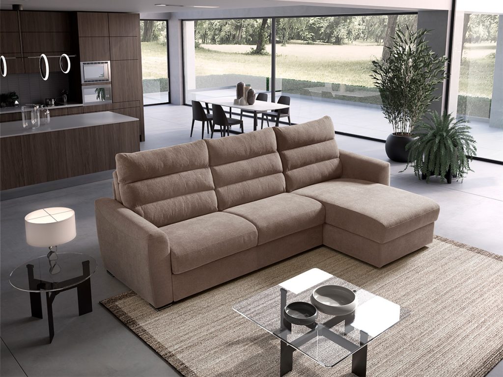 summer divano letto con chaise longue marrone