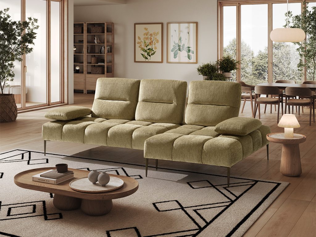 chanelle divano angolare con chaise longue verde