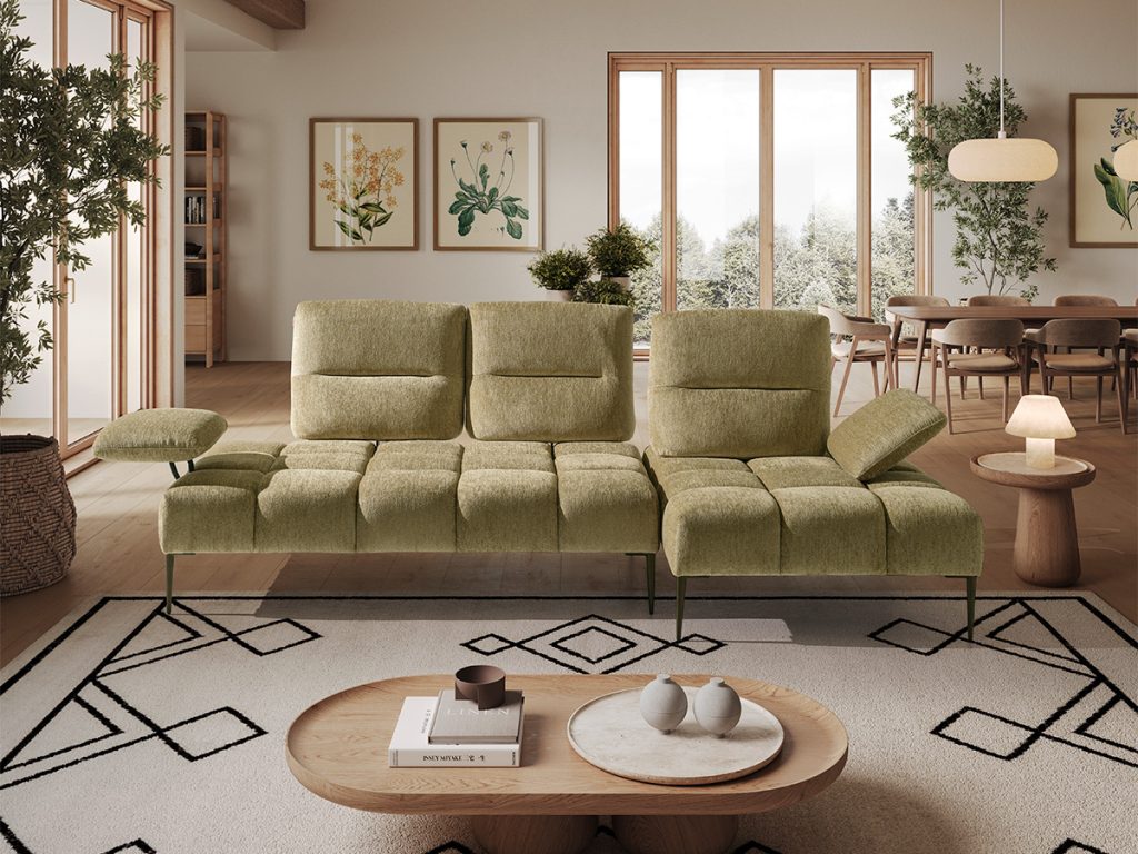 chanelle divano angolare con chaise longue verde