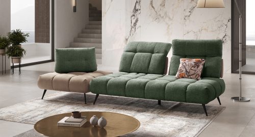 essenza divano componibile bicolore verde e tortora