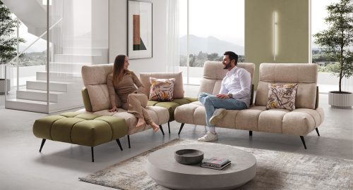 essenza divano componibile bicolore verde e beige