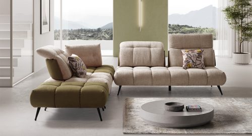 essenza divano componibile bicolore verde e beige