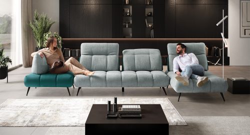 essenza divano componibile bicolore azzurro e blu