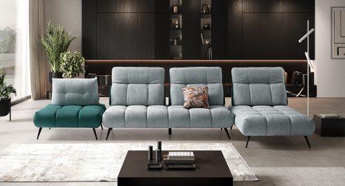essenza divano componibile bicolore azzurro e blu