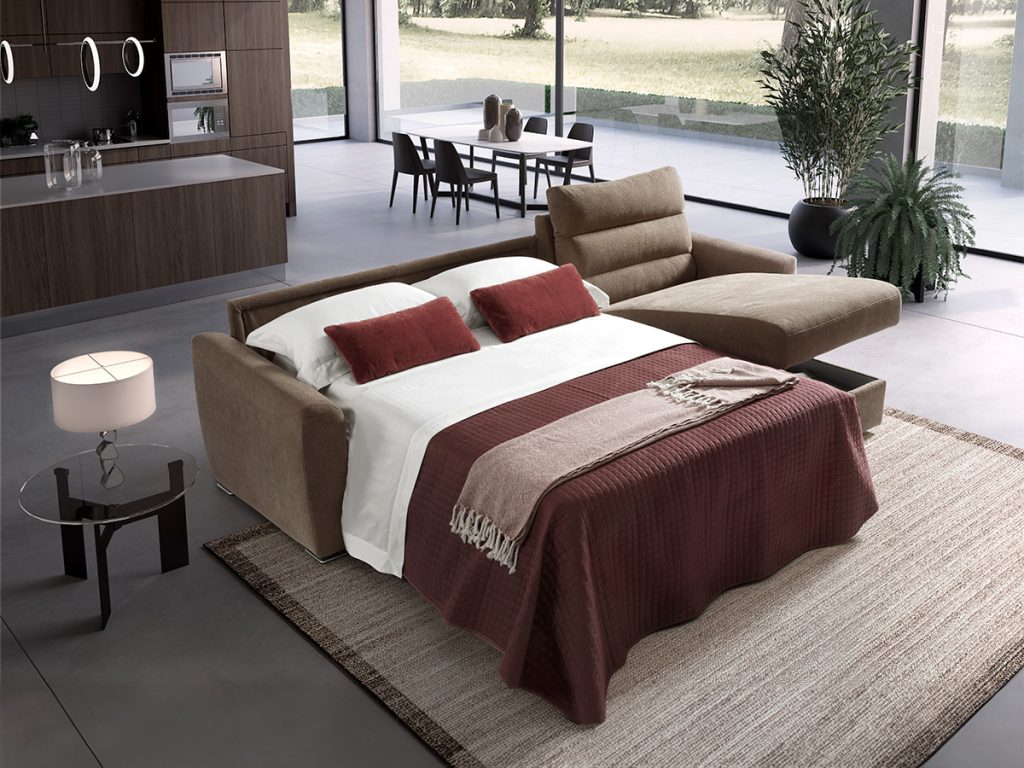 summer divano letto con chaise longue marrone