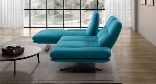 meda divano angolare con chaise longue blu