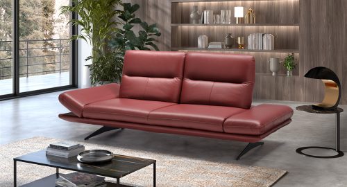 meda divano lineare 3 posti maxi in pelle rosso