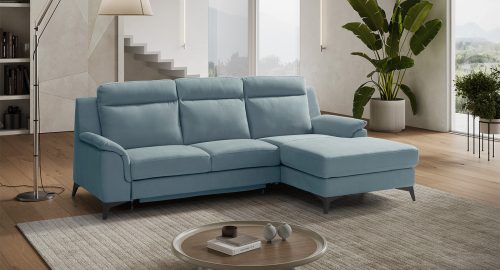 melody divano angolare con chaise longue azzurro