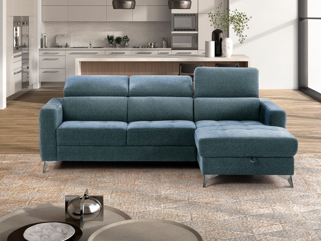 sandy divano angolare con chaise longue verde