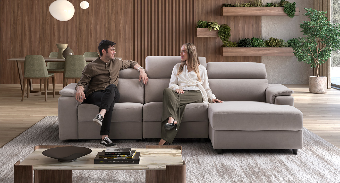 Cobalto divano angolare con chaise longue grigio chiaro