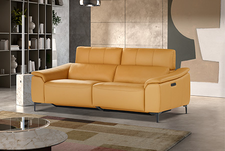 domus divano lineare con relax elettrico giallo
