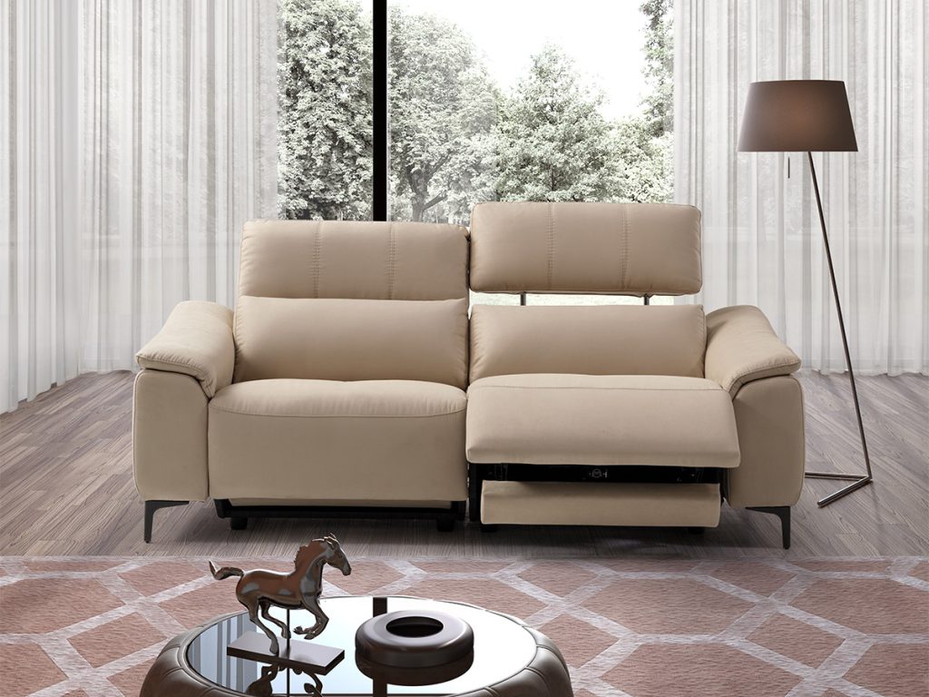 Domus divano lineare con 2 relax elettrici beige