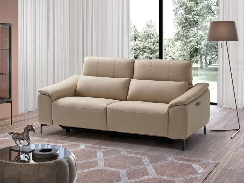 Domus divano lineare con 2 relax elettrici beige