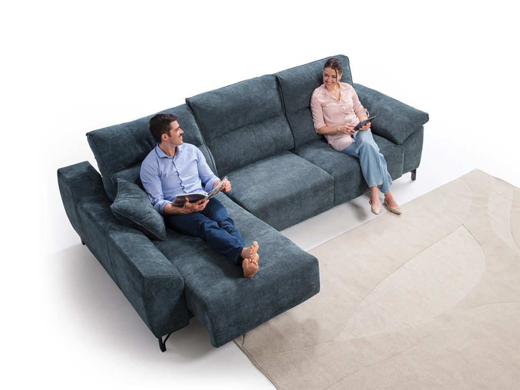 helios divano angolare con chaise longue verde