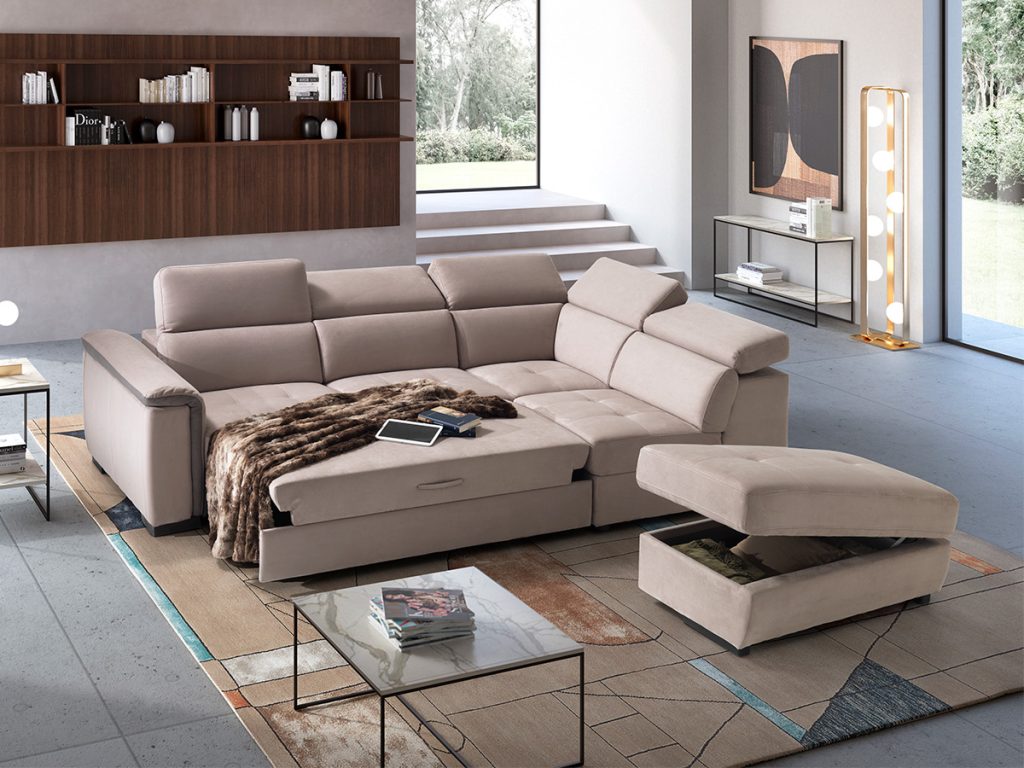 Milos divano angolare letto delfino beige