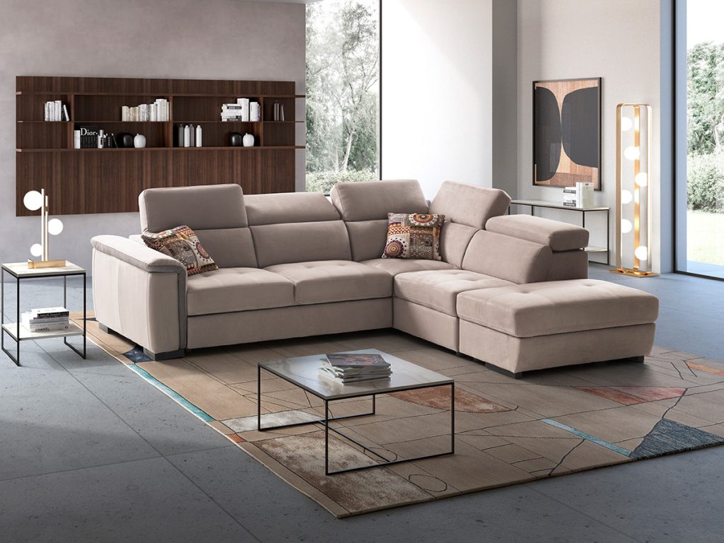 Milos divano angolare letto delfino beige