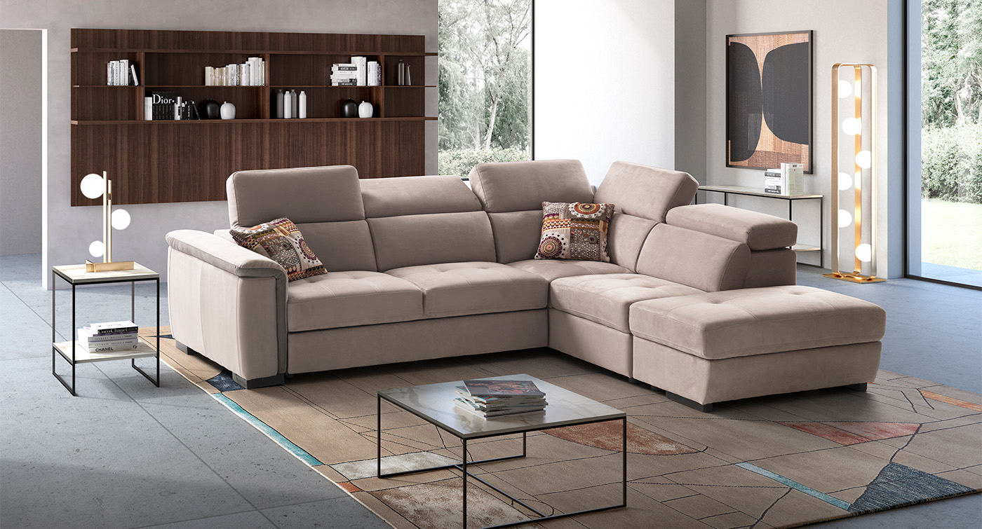 Milos divano angolare letto delfino beige