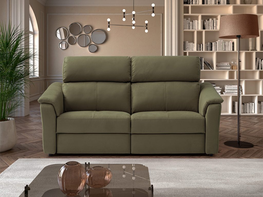 romeo divano lineare con relax elettrici verde