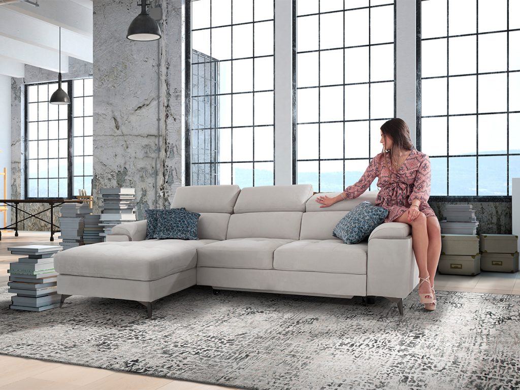 Eden divano angolare con chaise longue grigio chiaro