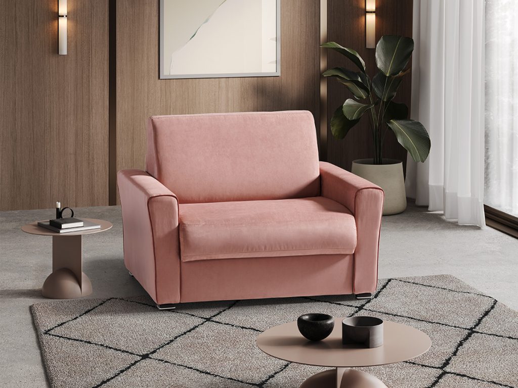 Poltrona letto in tessuto rosa