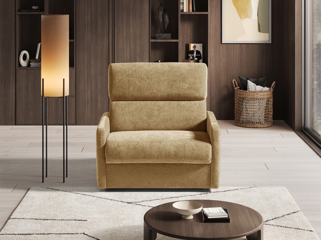 poltrona letto in tessuto giallo