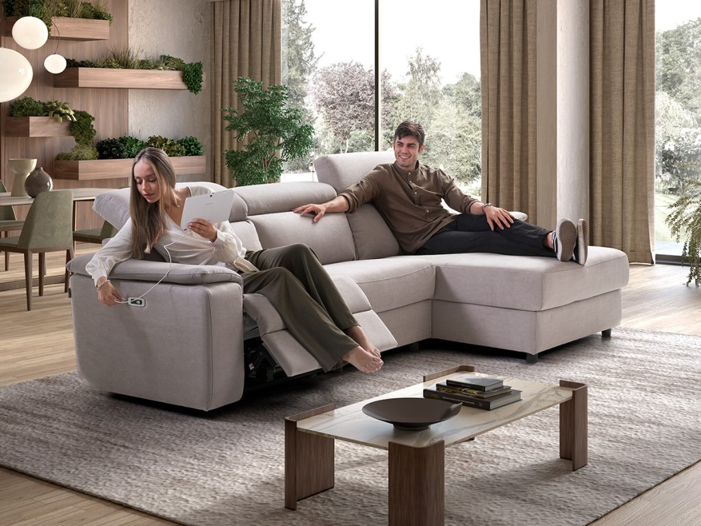 Cobalto divano angolare con chaise longue grigio chiaro